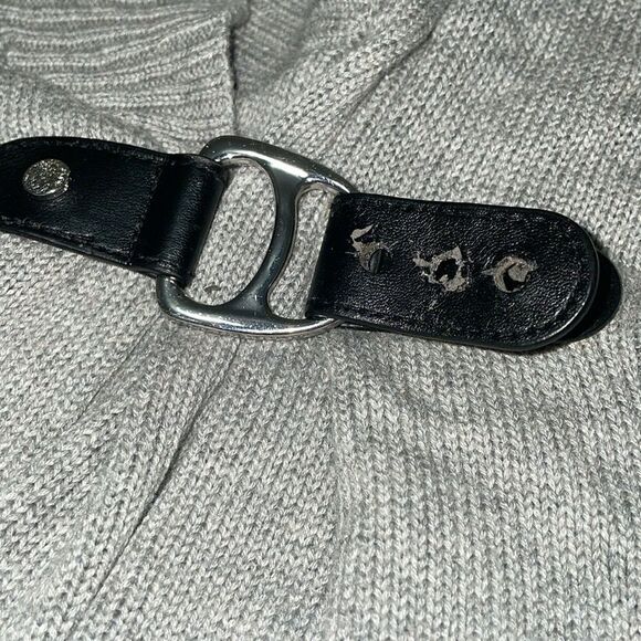 Charter club grey long sleeved faux leather buckle cardigan size 1x - Picture 4 of 10